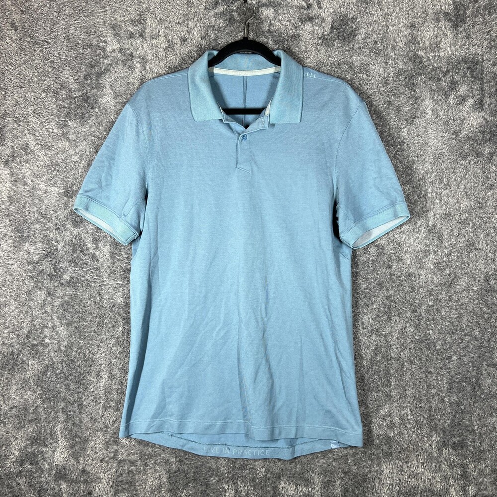 Lululemon Polo Shirt Mens Small Blue Live In Practice Athletic Performance
